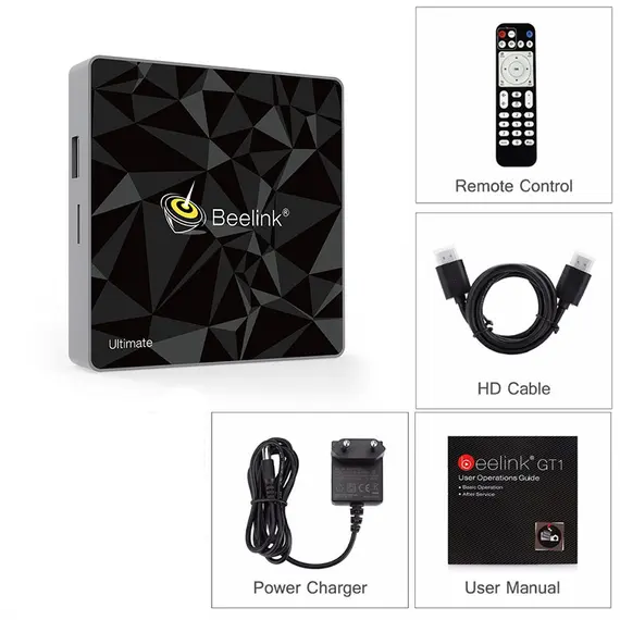 BEELINK GT1 ULTIMATE МУЛТИМЕДИЯ ПЛЕЪР S912, SMART ANDROID TV BOX, 3/32 GB, 4K60P, LAN 1GB, 2XWIFI, BT 4.0
