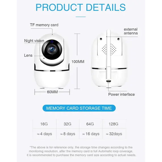 WIFI КАМЕРА TIGERCAM ЗА ВИДЕОНАБЛЮДЕНИЕ И УПРАВЛЕНИЕ ОТ ТЕЛЕФОН, ВЪРТЯЩА СЕ 360°, ДВУПОСОЧЕН ИНТЕРКОМ, FULL HD, НОЩНО ВИЖДАНЕ