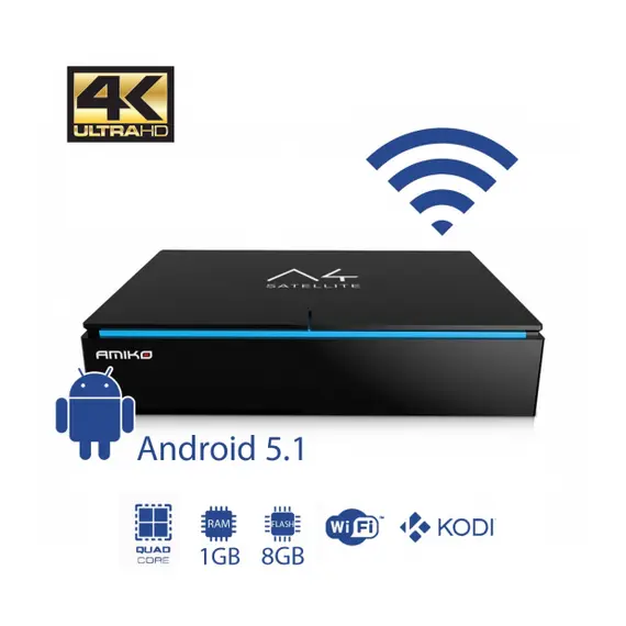 САТЕЛИТЕН ПРИЕМНИК + TV BOX AMIKO A4 4K UHDTV, AMLOGIC S905, ANDROID, DVB-S2