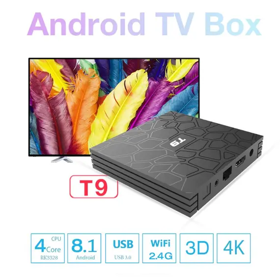 TV BOX T9 4GB/32GB +BLUETOOTH, ANDROID 8.1, LED DIGITAL, SMART ANDROID TV BOX, RK3328, 4K, 3D, USB 3.0, WIFI