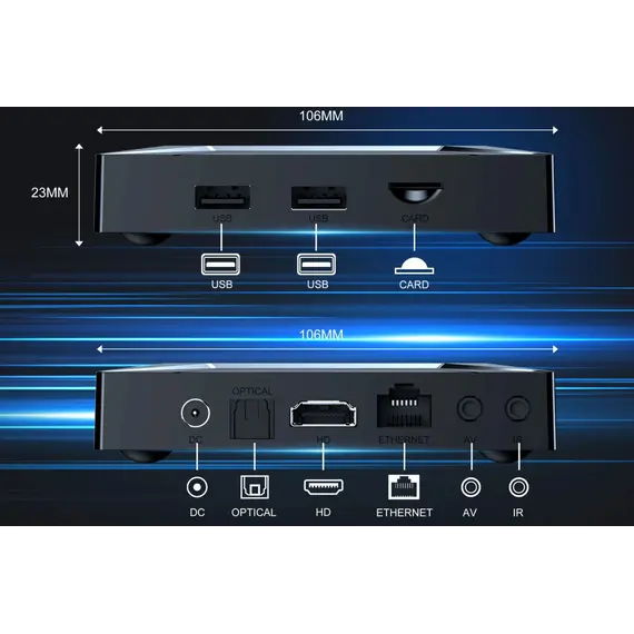 ТВ БОКС X96 M200 AMLOGIC S905X5M, ANDROID 14, AV1, 1GBIT, DUAL WIFI, BLUETOOTH