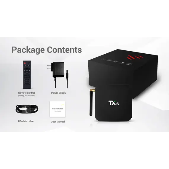 TV BOX TX6 4GB/32GB, ANDROID 9.0, WIFI, LED DIGITAL, ALLWINNER H6, DUAL WIFI USB 3.0