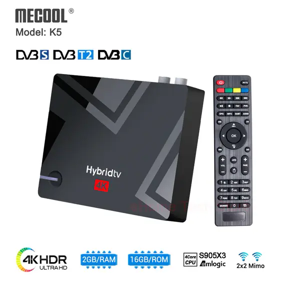 TV BOX + DVB-S2/T2/C MECOOL K5 AMLOGIC S905X3, ANDROID 9, DUAL BAND WIFI, BLUETOOTH