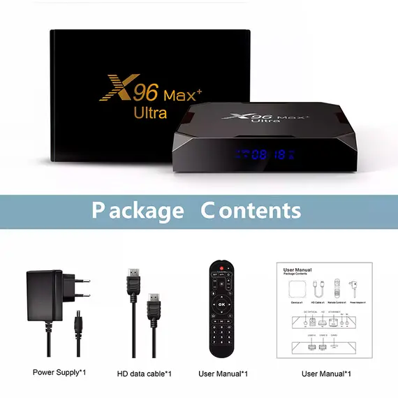 ПРОМОПАКЕТ X96 MAX PLUS ULTRA 4/32 GB + ГЛАСОВО ДИСТАНЦИОННО УПРАВЛЕНИЕ G30S МИКРОФОН, ЖИРОСКОП