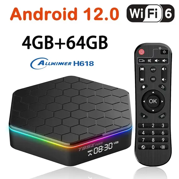 ТВ БОКС T95Z PLUS ANDROID 12, 4/64 GB, 6K, 2.4G/5.8GHZ DUAL BAND WIFI 6, BLUETOOTH 5.0