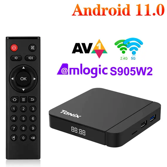 ТВ БОКС TANIX W2 4/32 GB, ANDROID 11, DUAL WIFI, BLUETOOTH 4.0 AV1 4K 60FPS