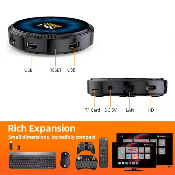 ANDROID TV BOX HK1 2/16 GB, AMLOGIC S905W2, ATV 11, DUAL WIFI, BLUETOOTH