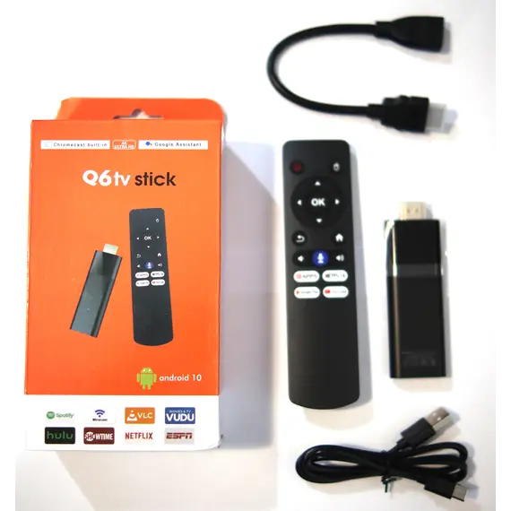 TV BOX STICK Q6 2/16 GB, ANDROID TV, ДИСТАНЦИОННО ГЛАСОВО УПРАВЛЕНИЕ 4K 60HZ СТИК