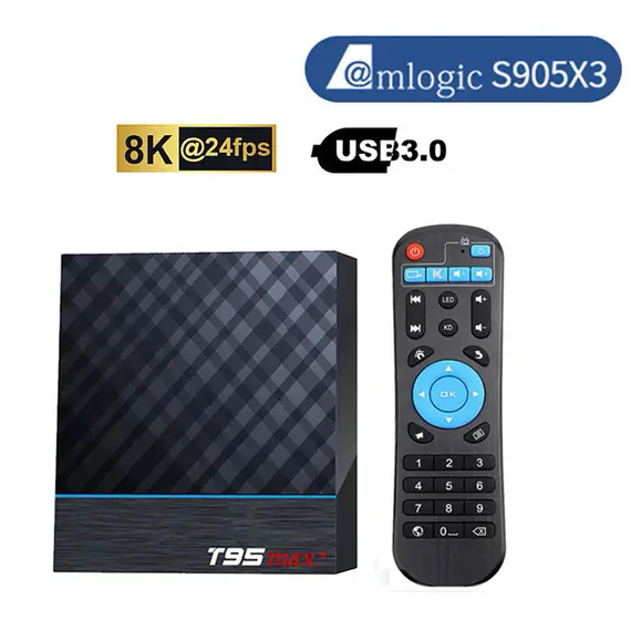 ТВ БОКС T95 MAX PLUS 2/16 GB, AMLOGIC S905X3, 5G DUAL WIFI,  BLUETOOTH, AV1 4K 60FPS