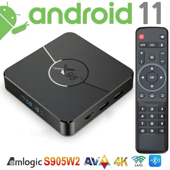 ТВ БОКС X98 PLUS 4/64 GB, AMLOGIC S905W2, ANDROID 11, 5G DUAL WIFI,  BLUETOOTH, AV1 4K 60FPS