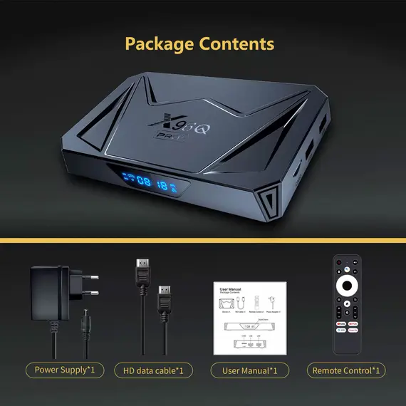 ТВ БОКС X96Q PRO PLUS 2/16 GB, ANDROID 14, ALLWINNER H728, GIGABIT LAN, WIFI 6, BLUETOOTH